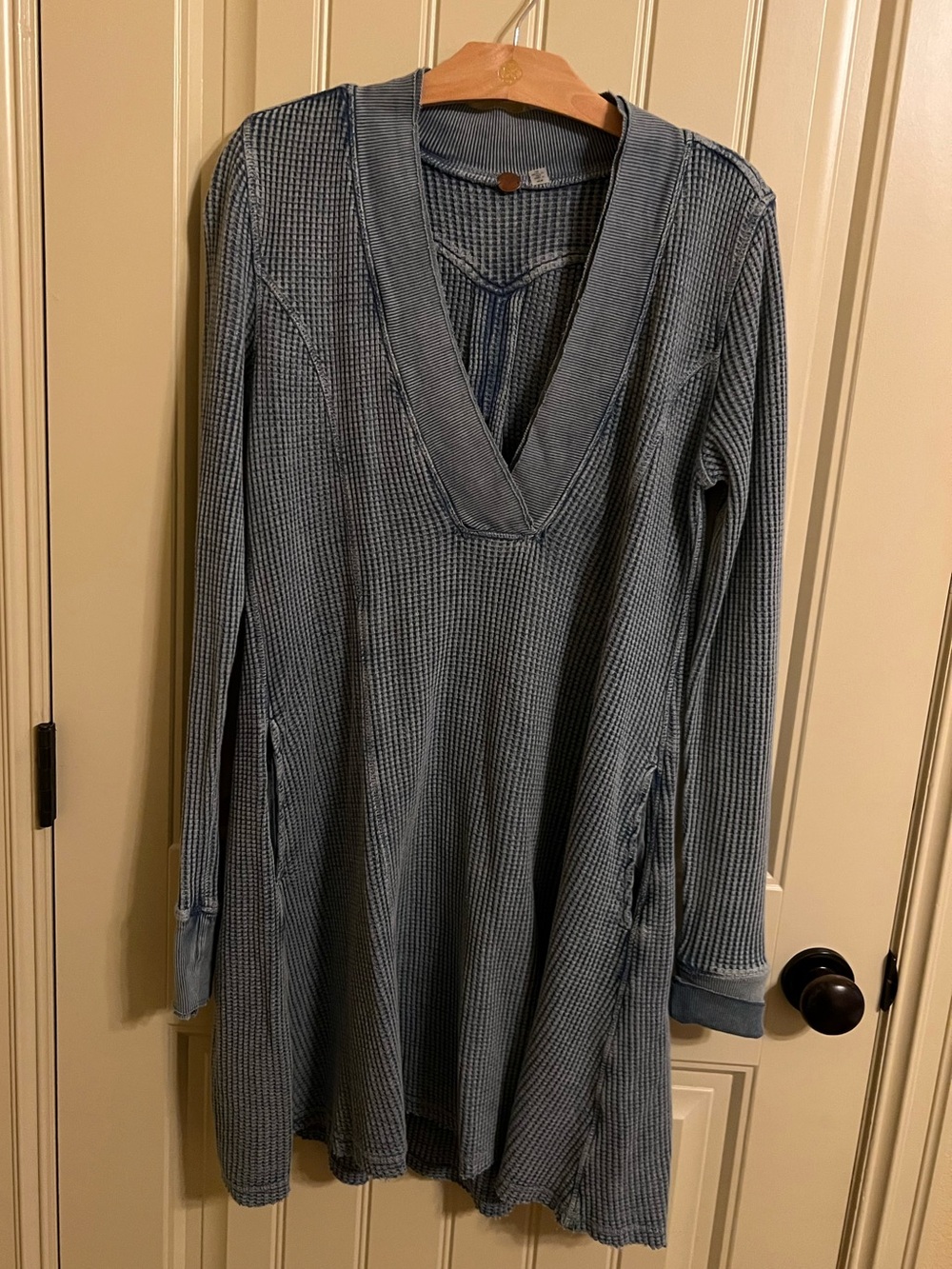 FREE PEOPLE ONE Steel Blue Thermal Mini Dress size M